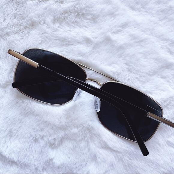 Troy Black w/ Silver Rims Rectangular Polarized Sunglasses - Picture 9 of 10